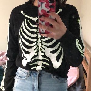 neon green skeleton sweater